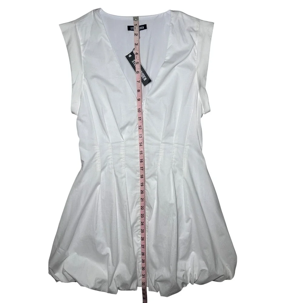 Steve Madden Bubble Hem Zip Gale Dress Women Medium White Sleeveless V-Neck NWT - Picture 11 of 11
